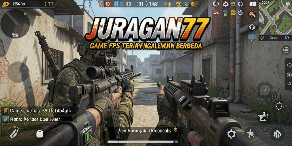 Screenshot utama JURAGAN77 menampilkan aksi tempur yang mendebarkan di peta yang menantang.