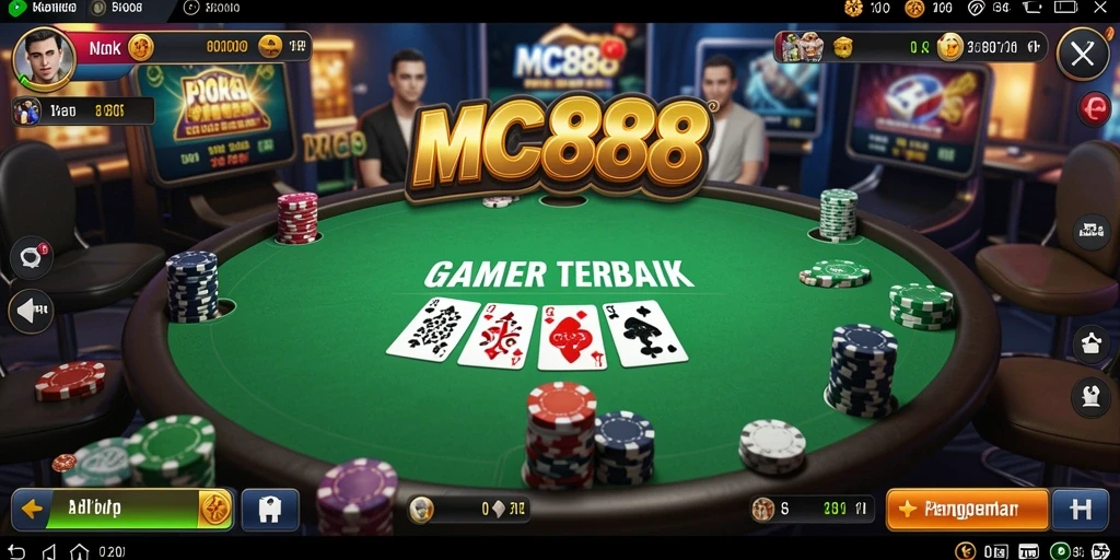 Screenshot gameplay MC888 menampilkan suasana Poker yang mendebarkan.