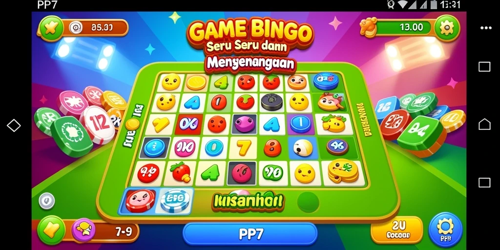 Screenshot gameplay Bingo PP7 yang penuh warna dan menarik.